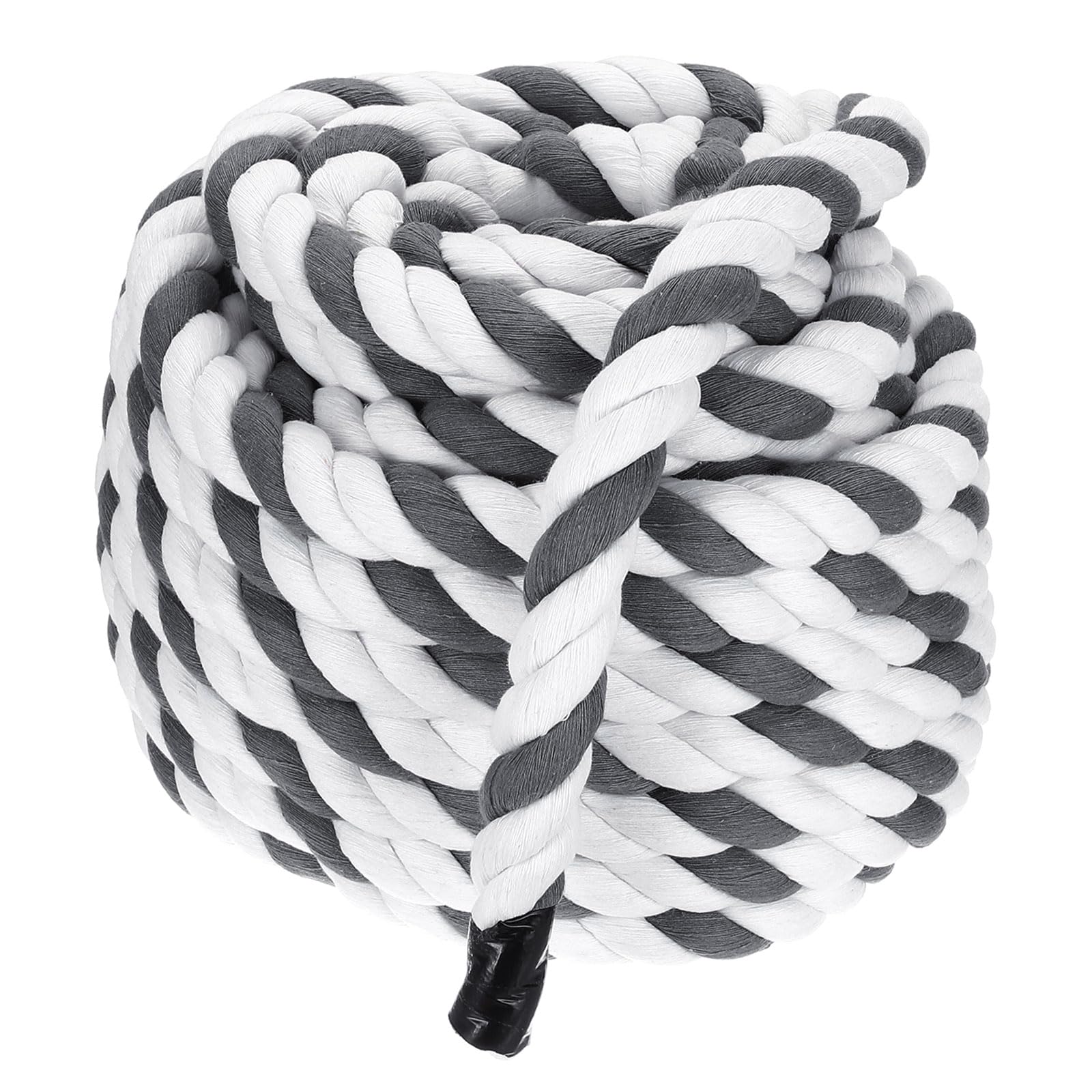 PATIKIL 1 Inch x 50 Feet Natural Twisted Cotton Rope 3 Strand Strong Thick Cotton Rope Tug of War Rope for Railings Crafts Games Home Decor Gray White