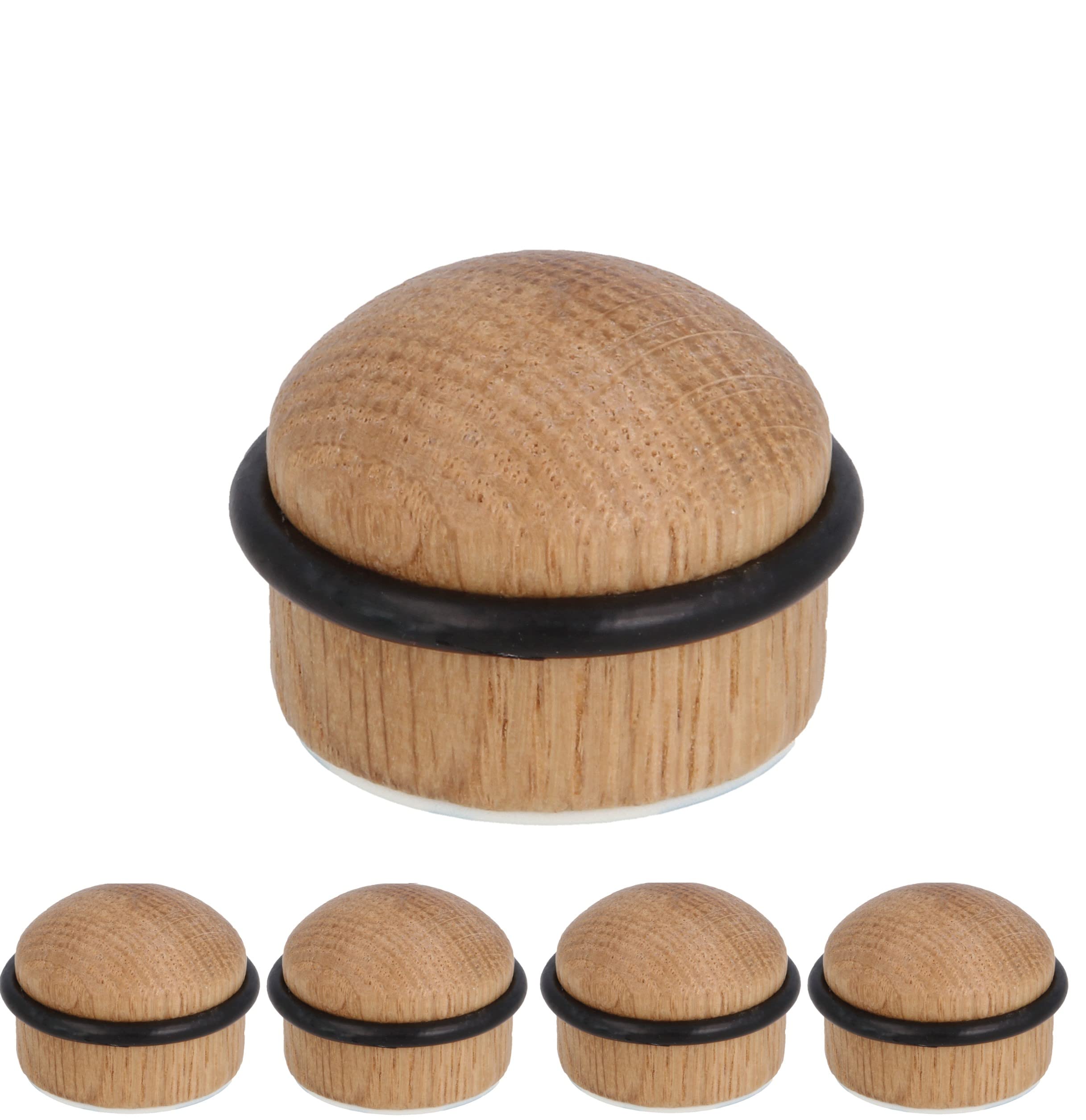 Gedotec Wooden Door Stopper with Damping Rubber - Oak | Herbert | 5 Pieces Premium Door Stopper Made of Solid Wood for Gluing + screwing | for Room Doors