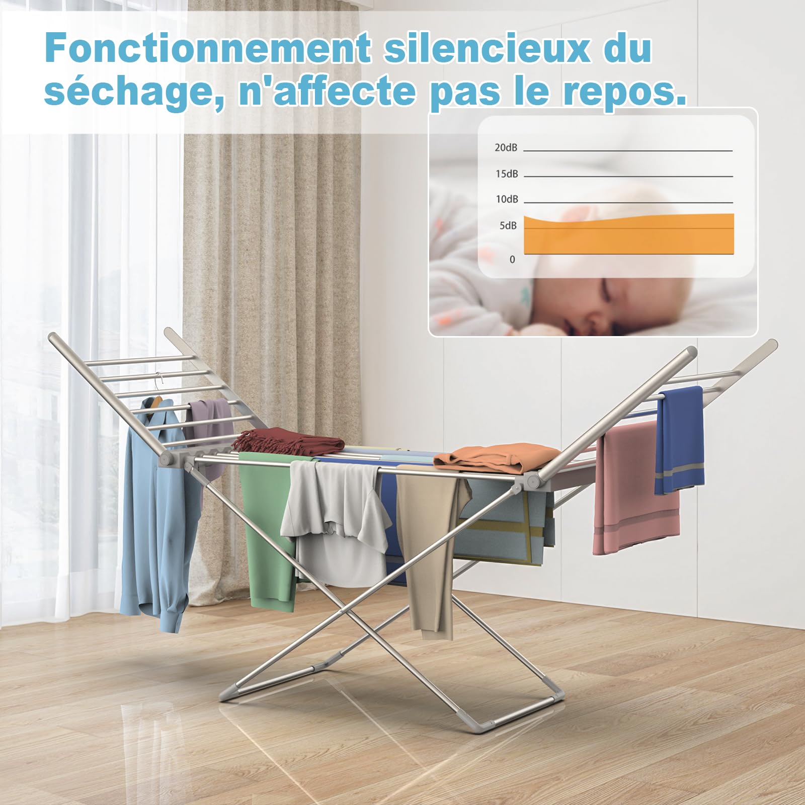Innotic Séchoir à Linge Chauffant Electrique Pliable 230W
