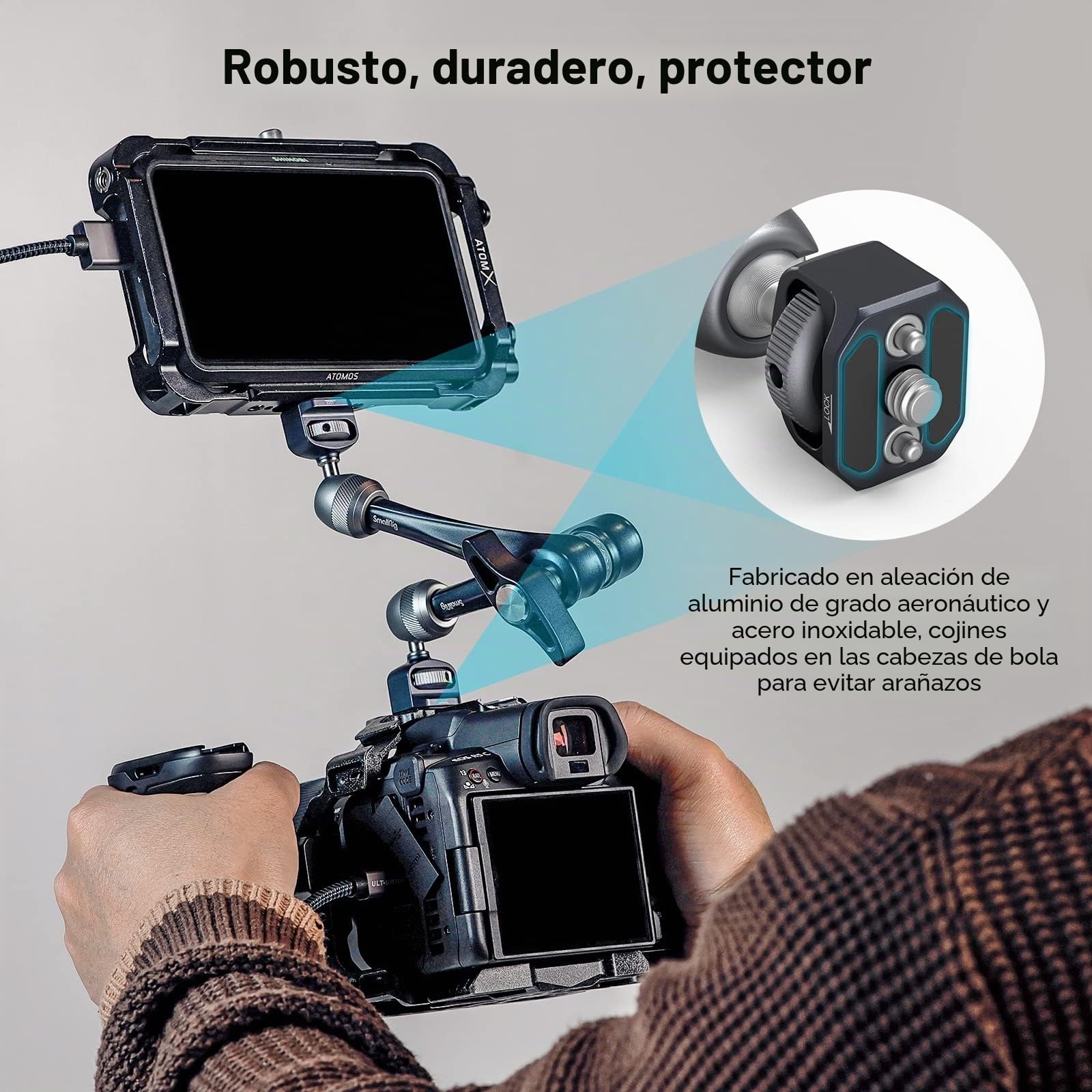 SMALLRIG Brazo Mágico de Roseta de 11 Pulgadas con Cabeza Esférica, Tornillos de 1/4"-20 y Clavijas Antitorsión, Solo 330g Carga 3kg, para iPads/Monitores/Luces LED/Teléfonos - 3959