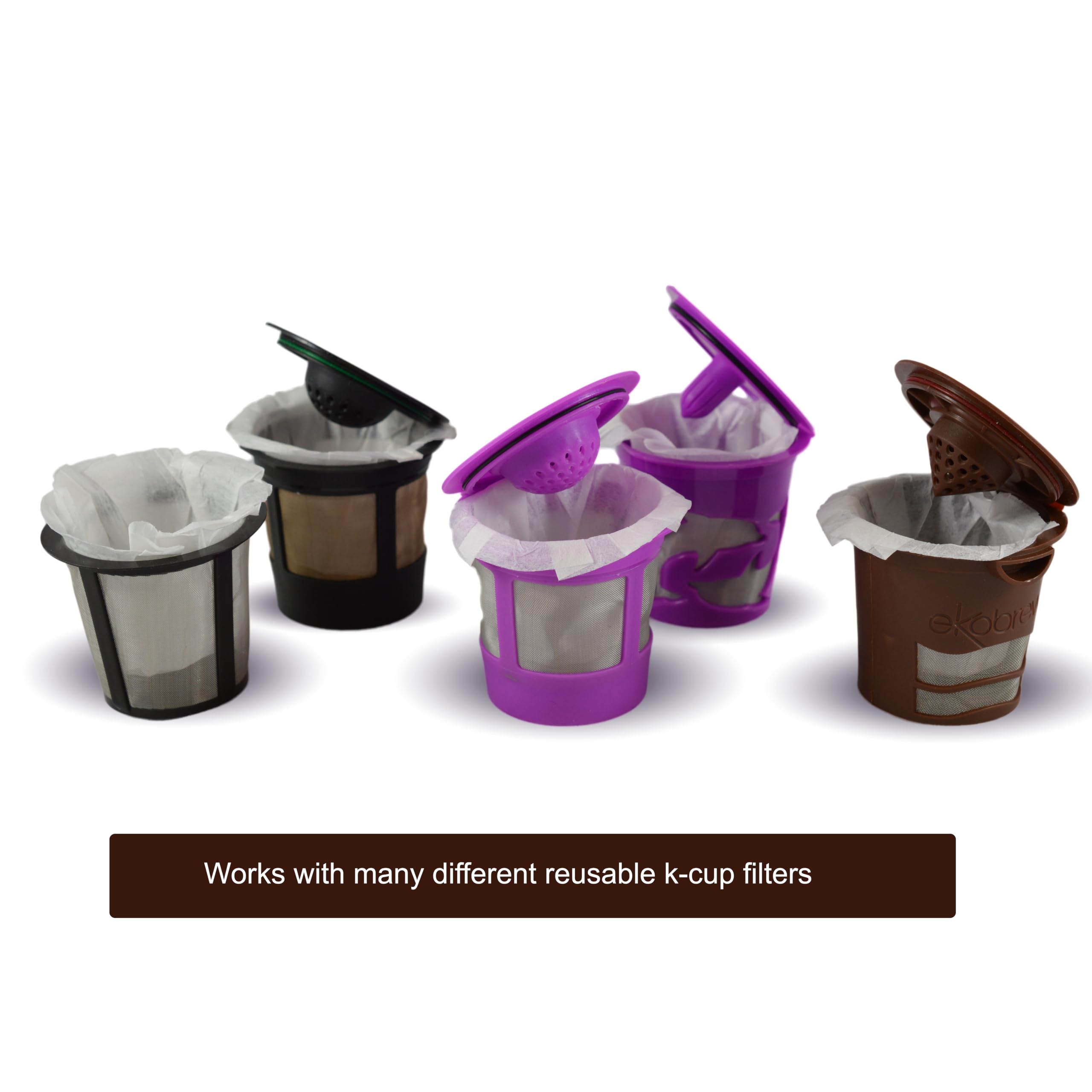 canFly Filtros K-taza de papel desechables para blanquear filtros cofre una sola taza Keurig compatibles con Ekobrew, EZ-Cup y otros filtros reutilizables K-Cup marrón sin blanquear 300