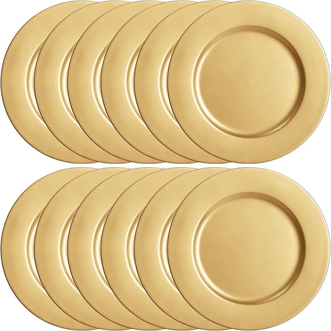 ZEAYEA 12 Platos Charger Dorados 13 Pulgadas Plástico miniatura 6