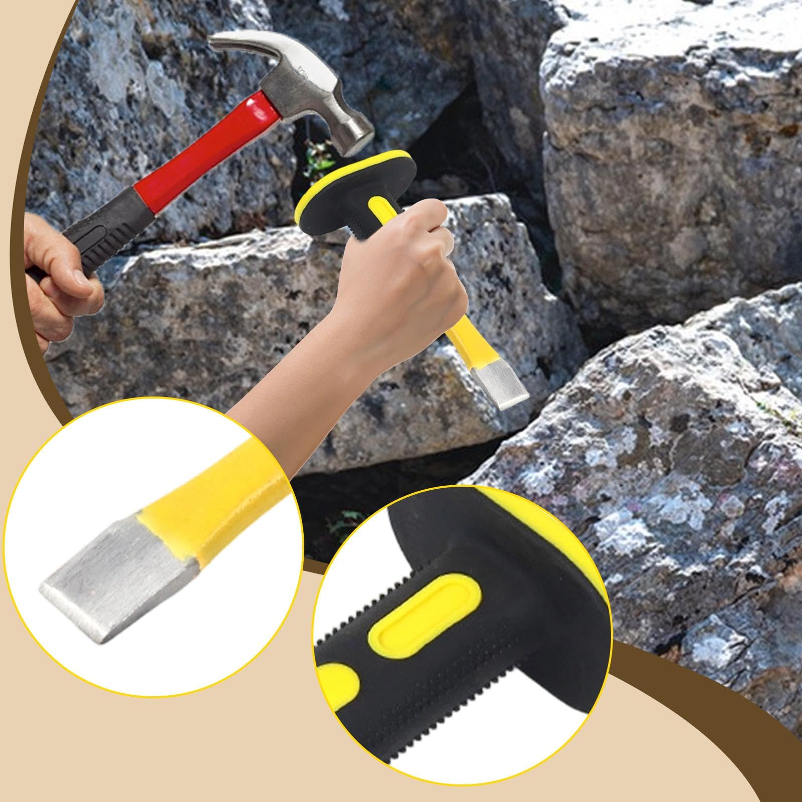 Amazon | WeiLaiKeQi 石工用タガネ 高硬度 平タガネ 手動工具 衝撃吸収 