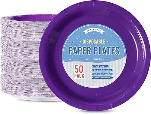 Miniatura 127 de Platos de papel desechables rojos, 50 platos llanos de 9 pulgadas a granel para suministros de fiesta, platos de fiesta de colores y resistentes