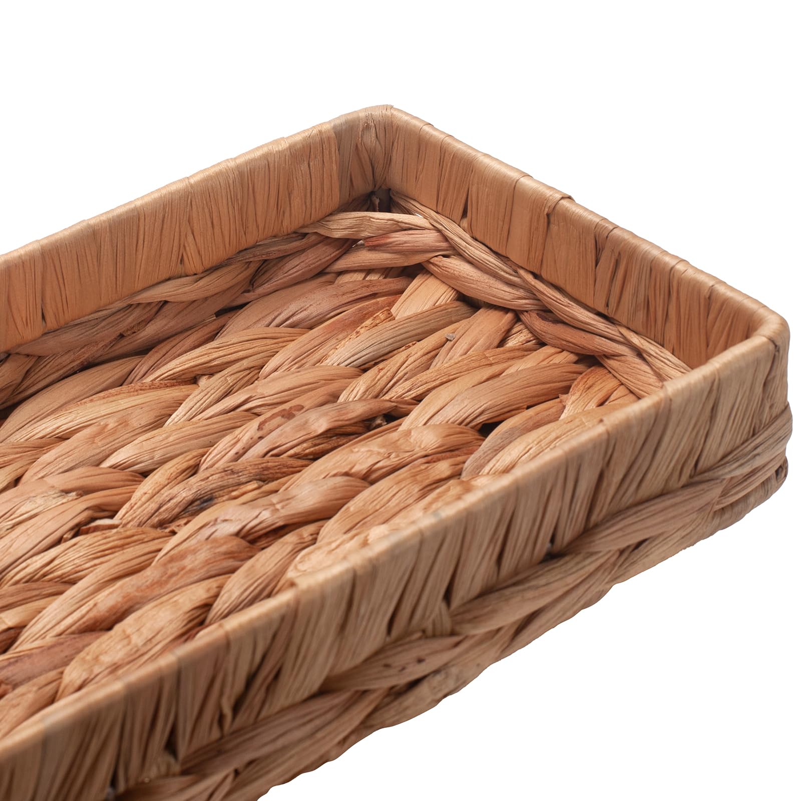Vassoio Bagno Portaoggetti Rettangolare per Organizzare Giacinto d'acqua Cesto Vimini del Toilette Lungo Stretto Porta Asciugamani Ospiti (Naturale 41,5 x 15,5 x 5cm)