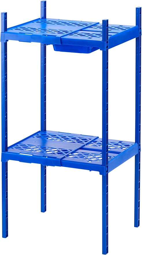 LockerMate Double Locker Shelf, Adjustable Width and Height to Fit Most School Lockers, Blue