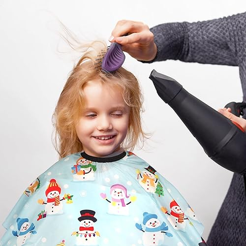 Miniatura 52 de Capa de peluquería para niños con cepillo para el cuello, capa profesional de corte de pelo con cierre a presión ajustable