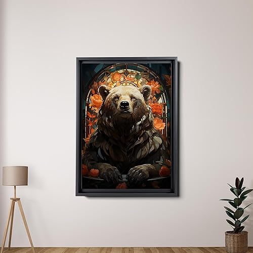 Miniatura 2 de Canvas Print Wall Art Black Bears in The Spring Forest Nature Wilderness Illustrations Modern Art Rustic Scenic Colorful Multicolor for Living Room