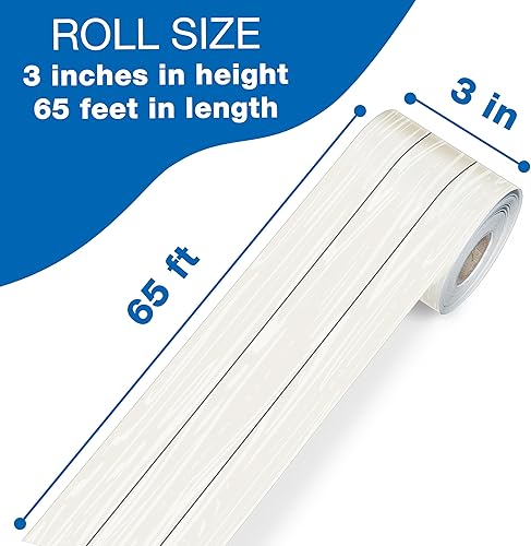Miniatura 2 de Carson Dellosa Farmhouse 65 pies de bordes para tablón de anuncios de grano de madera blanca, 1 rollo de ribete rústico para pizarra enrollable,