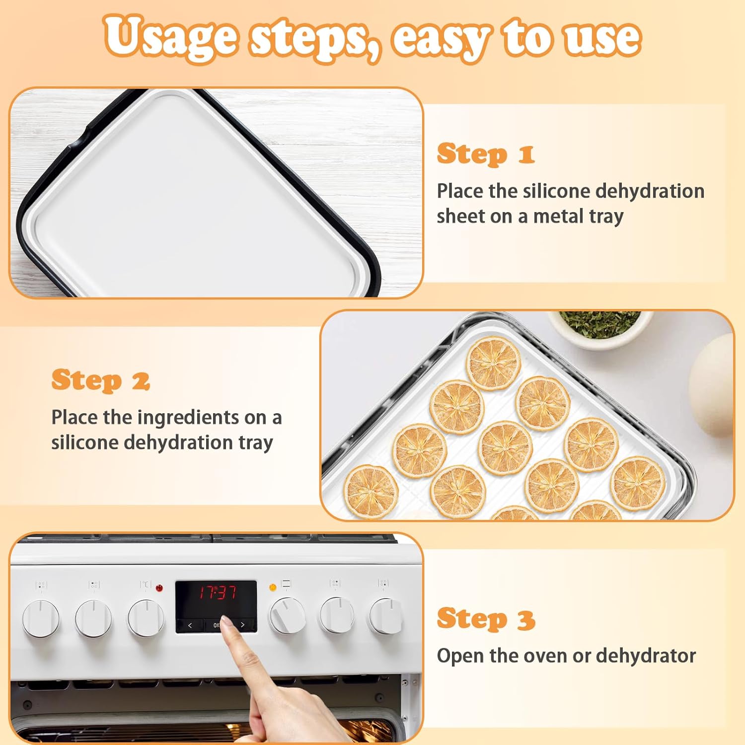 6 Silicone Dehydrator Mats and 6 Mesh Dehydrator Sheets, Reusable Non-stick Tray Liner with Edge, Silicone Mats for Liquids, Fruits Meat Vegetables Herbs(White)