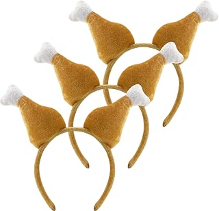 Camlinbo 3 Packs Thanksgiving Headband, Turkey Drumstick Headbands for Thanksgiving Day Costume Party Accessories