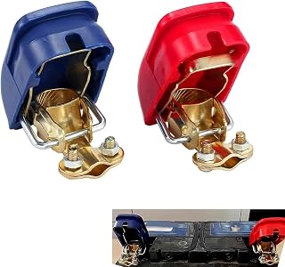 2 PCS Quick Release Battery Terminal, Automotive Battery Clamps, Negative and Positive Quick Disconnect Battery Terminal Connectors, Universal for Most Cars (Blue & Red)