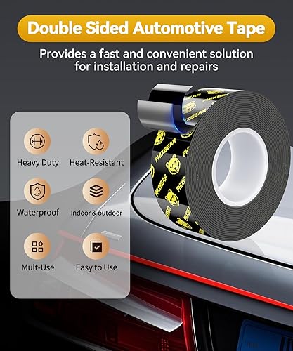 Miniatura 3 de PHIXBEAR Cinta de Doble Cara Resistente al Calor de Servicio Pesado, Impermeable para Exteriores e Interiores, Cinta de Montaje Automotriz,