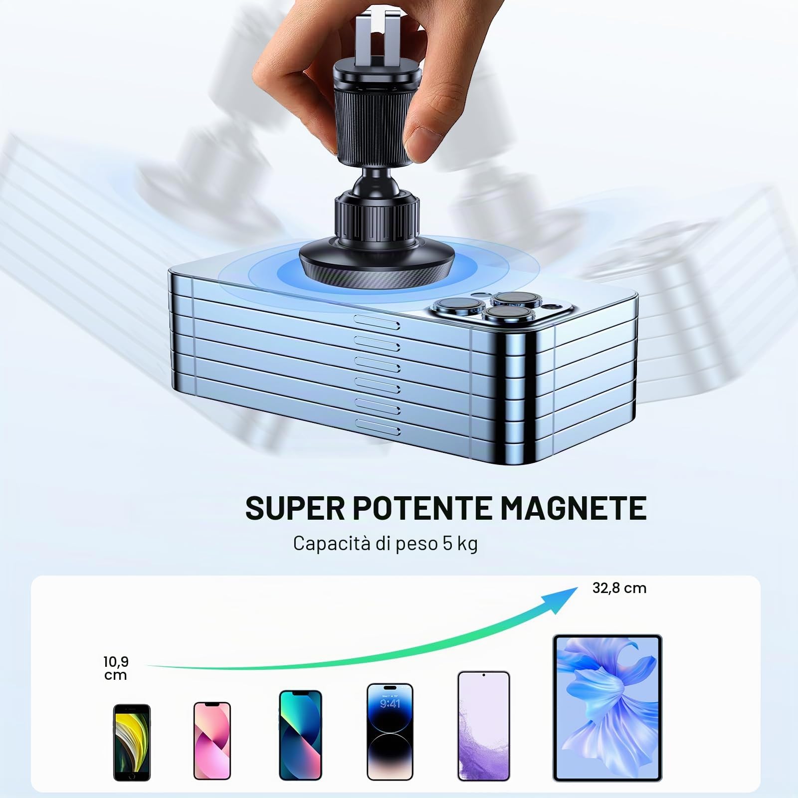 Miracase Supporto magnetico per telefono da auto, non blocca mai, supporto universale per telefono da auto, con forti magneti, supporto per telefono cellulare con clip per presa d'aria per iPhone e