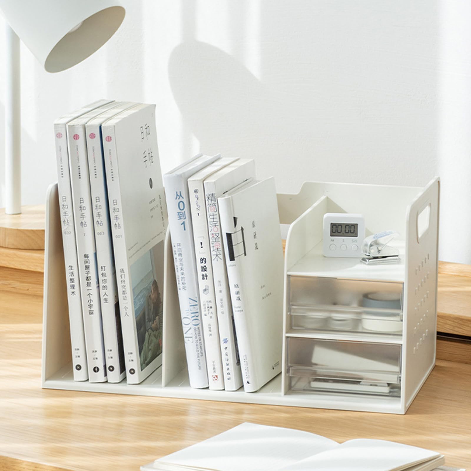 Multifunktionaler Aufbewahrungshalter, Stifthalter, Schublade, Schreibtisch Organizer, Buchstopper, Bleistift Buchstützen für Studenten, Multifunktionale Aufbewahrung, Buchstopper, Stift Schublade,