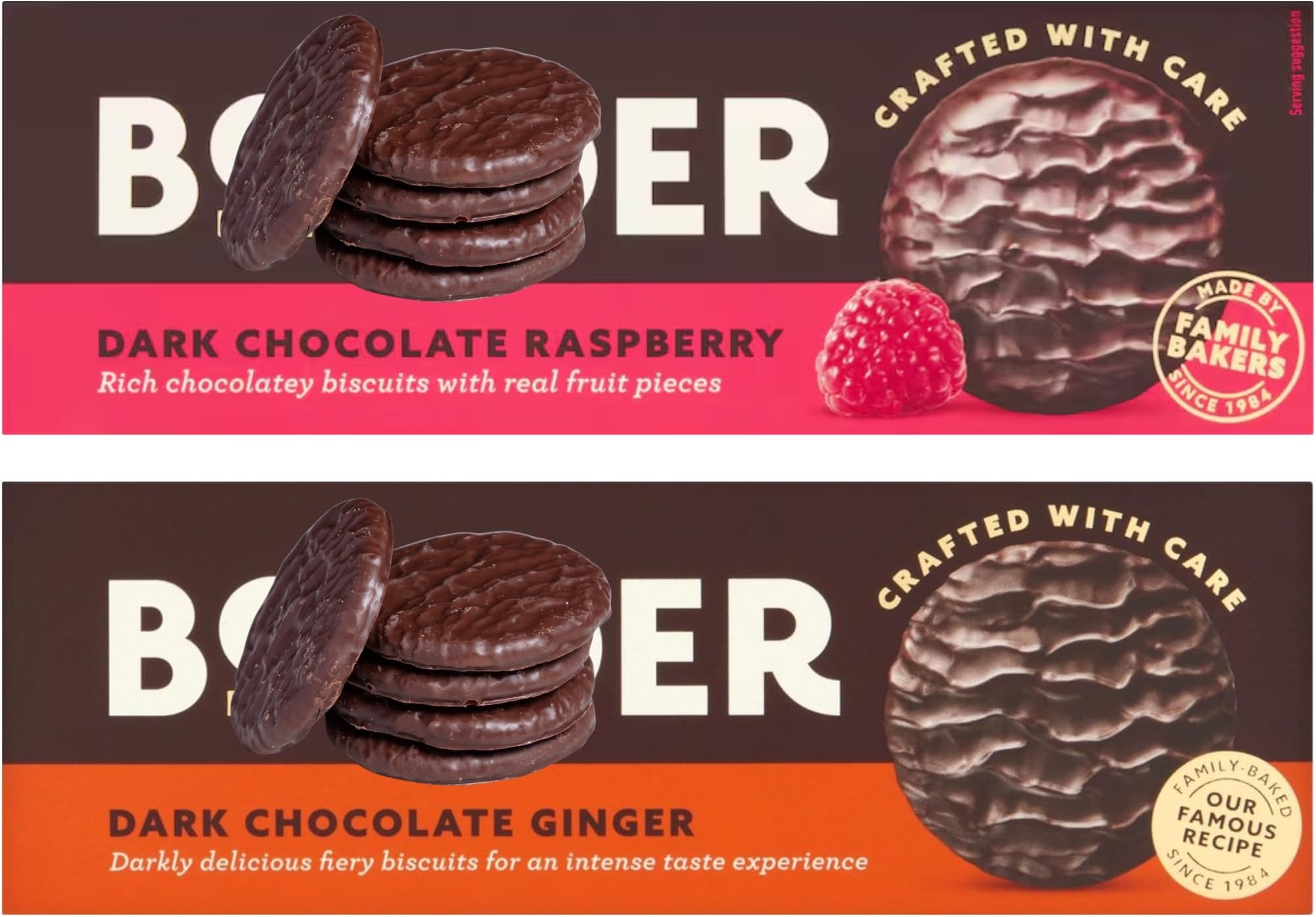 Biscuits Bundle With Border Dark Chocolate & Ginger Biscuits 150g and Dark Chocolate Raspberry 150g (2 Pack)