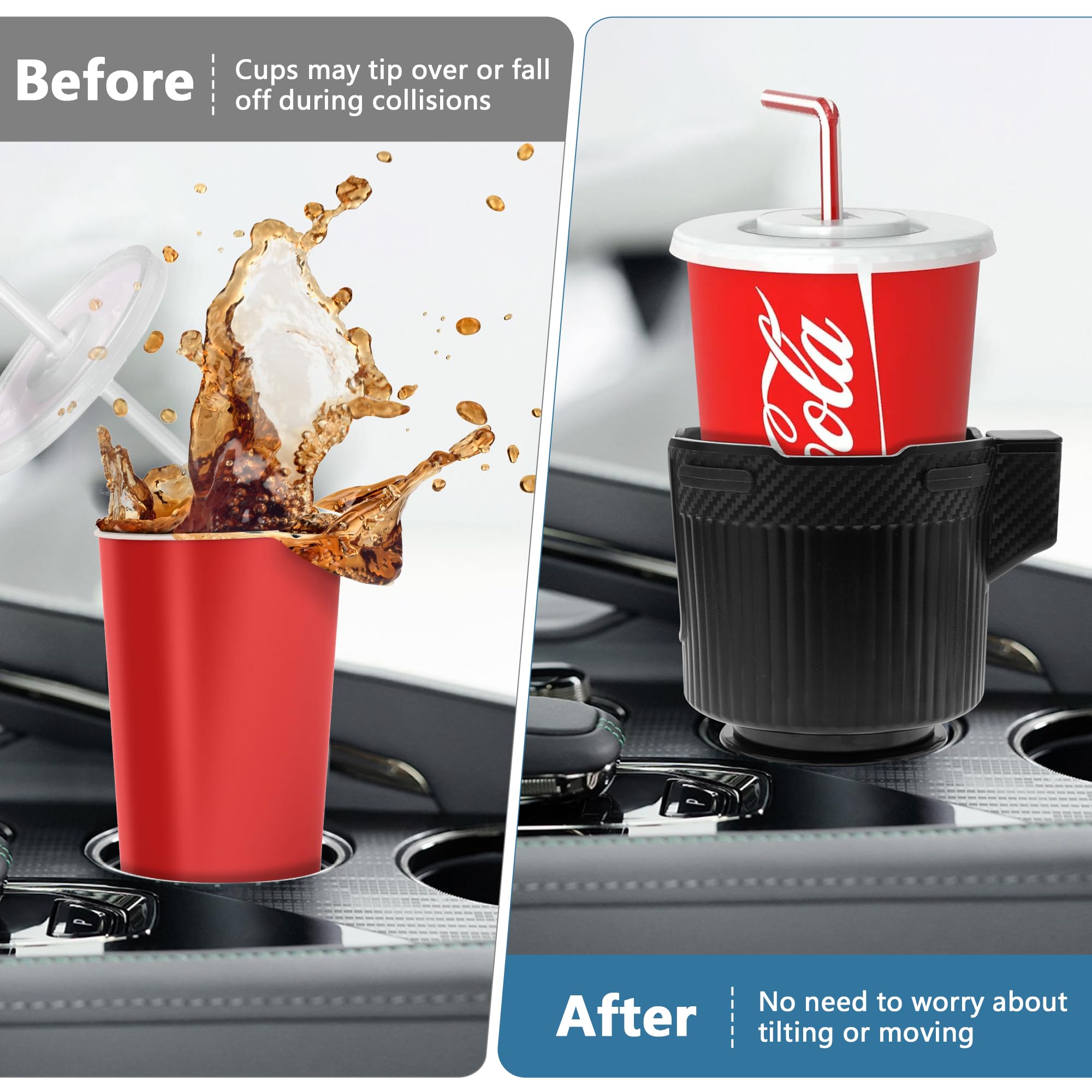 Portabicchieri per Auto,Portabevande per Auto Regolabile Car Cup Holderr con Base Espandibile, Compatibile con Stanley, Bottiglie, Bevande, Tazza di Caffè (7,5-11,2 cm)