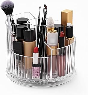 INOVERA (LABEL) 360°Rotating Makeup Organizer Case - 5 Slot Cosmetic Holder Stand for Brushes, Lipsticks (Transparent) Price In India