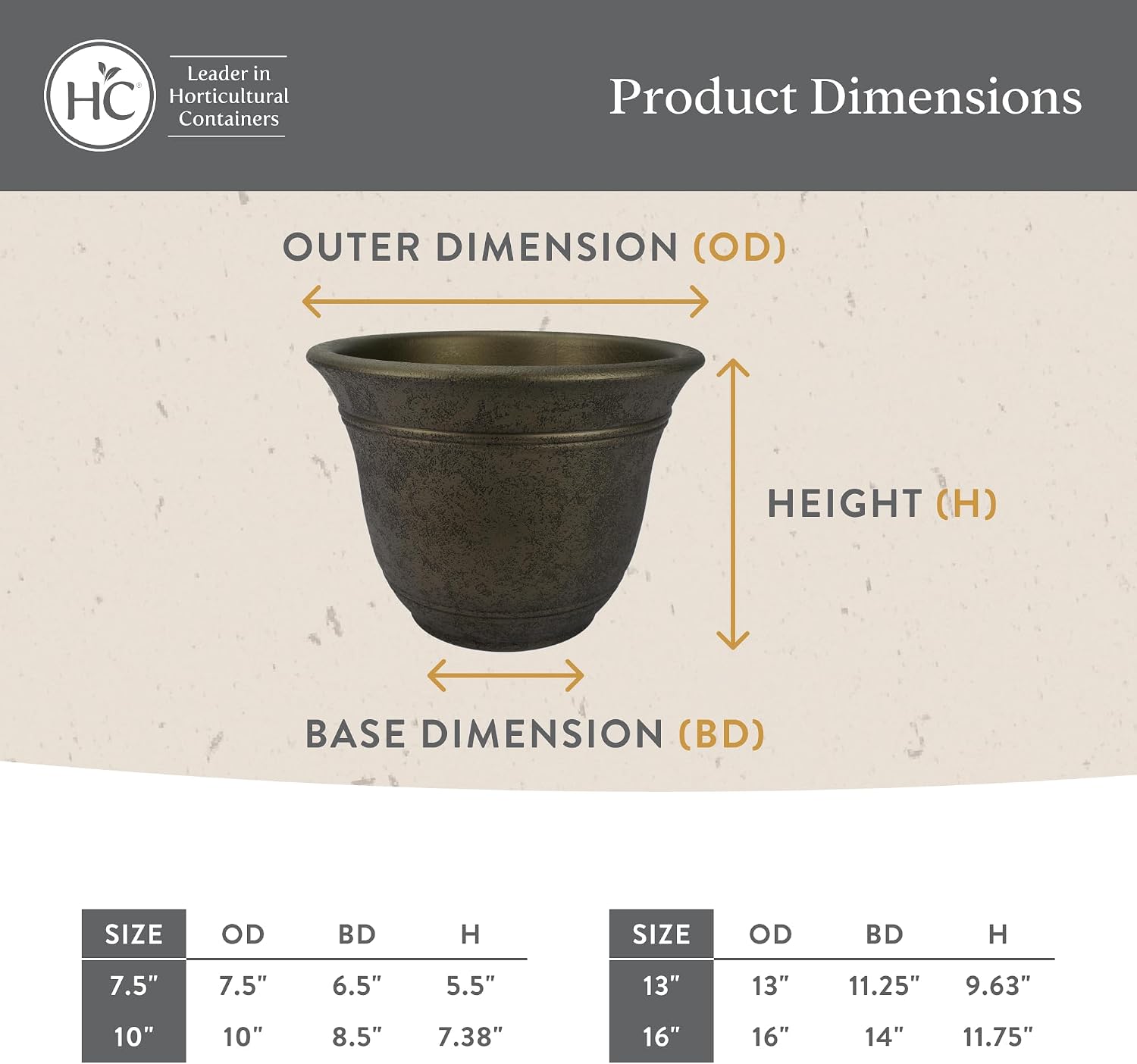 The HC Companies Sierra Round Self-Watering Pot - Lightweight Plastic Planter for Herbs & More - Durable Plant Pots for Indoor Plants & Outdoor Plants (16” Arizona Sand, Pack of 2)