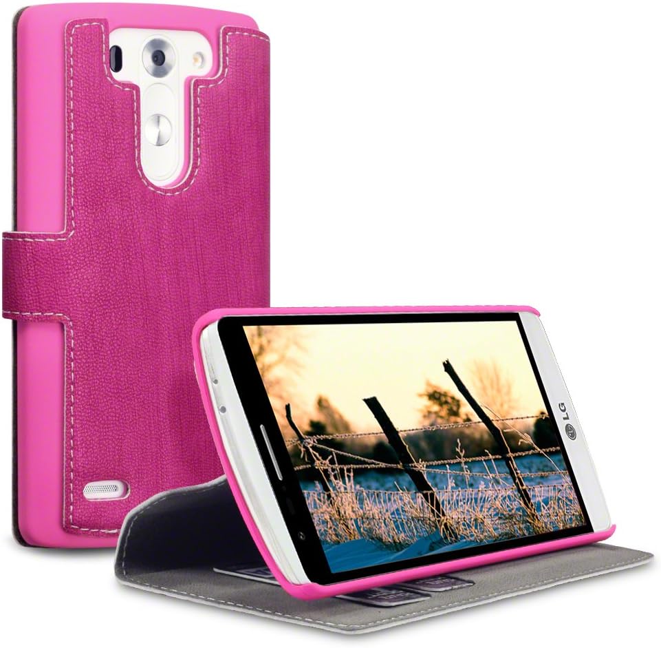 LG G3 S Case, Terrapin [Stand Feature] [Ultra Low Profile] LG G3 S Case Wallet [Pink] Premium Wallet Case with STAND Flip Cover for LG G3 S - Pink
