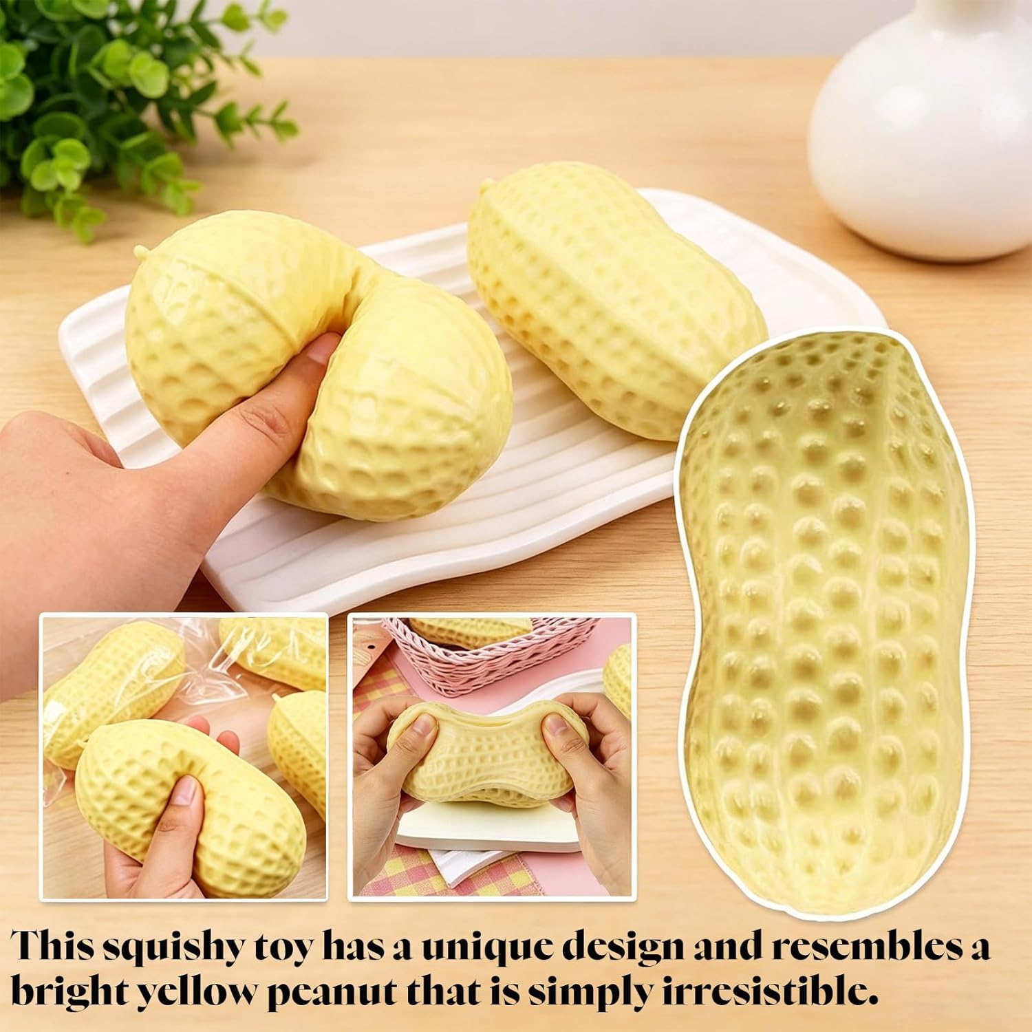 Peanut Squishies Toys,Peanut Squishies Slow Rising Stress Relief Toy,Stress Relieving Fur Ball OPP Packaging Squis-hy Fidget Toys for Silicone Stress Ball for Adults Anxiety Relief (3pcs)