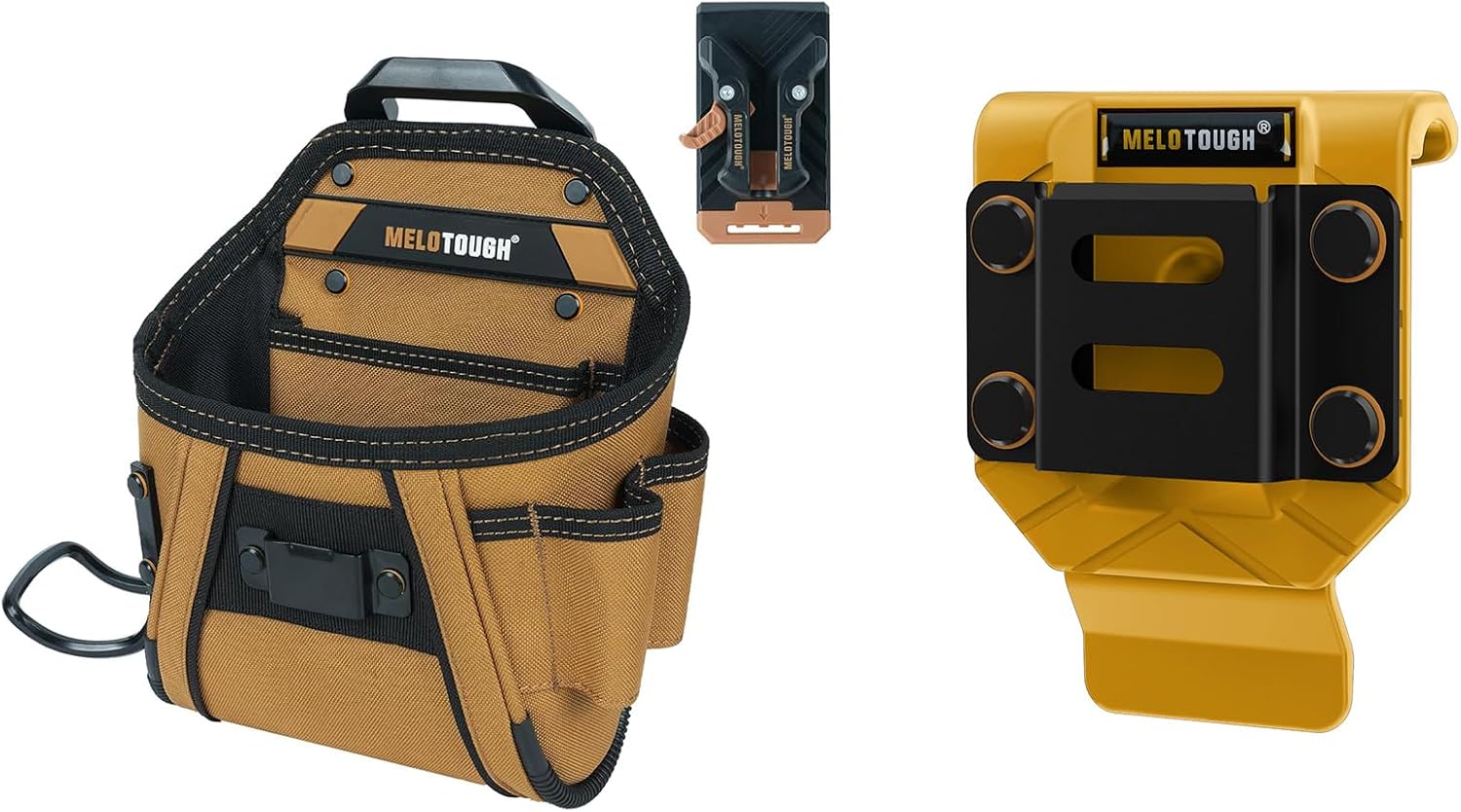 MELOTOUGH Electrican Tool Pouch Belt Clip Nail Work Pouch Tool Belt Pouches Utility Tool Organizer Pouch,Drill Belt Clip,Drill Holder for Tool Belt,Drill Holster,Measuring Tape Holder