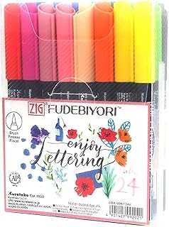 Kuretake ZIG FUDEBIYORI Brush Pens 24 Colors set, AP-Certified, Odourles...