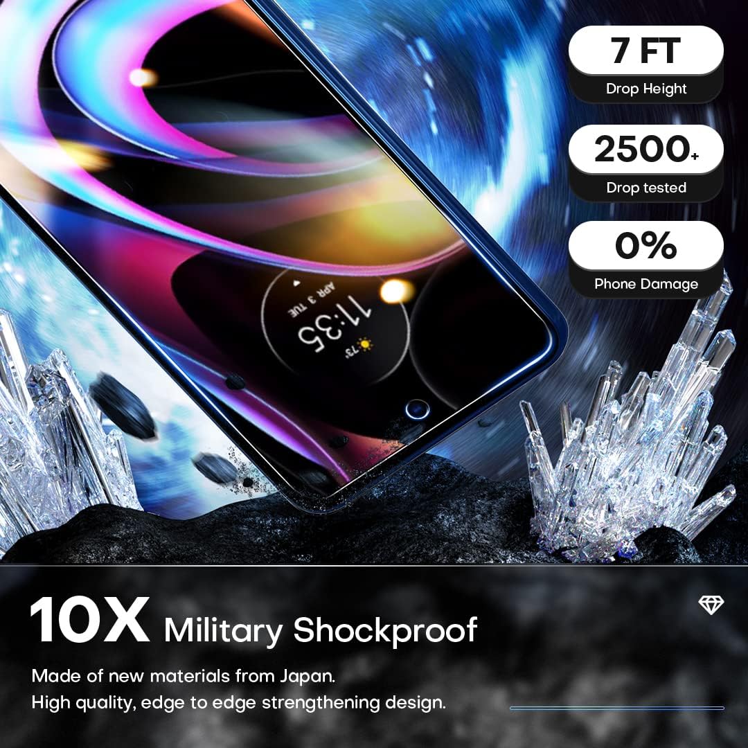 TOCOL [3+3 Pack Compatible with Motorola Moto Edge 2021 / Moto Edge 5G UW- 3 Pack Tempered Glass Screen Protector and 3 Pack Camera Lens Protector, No Bubble, Case Friendly, Anti-Scratch, Install Kit