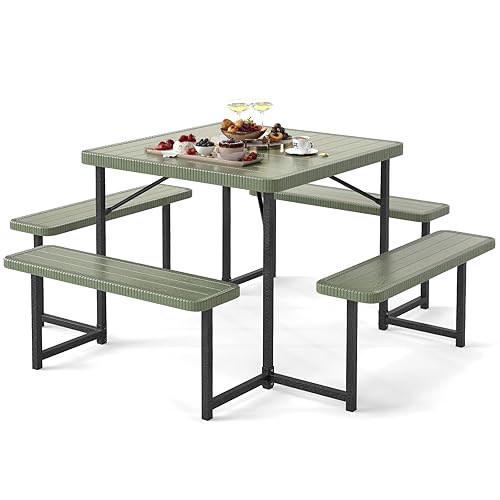 Giantex Picnic Table Bench Set for 4-8 People, 34" Outdoor