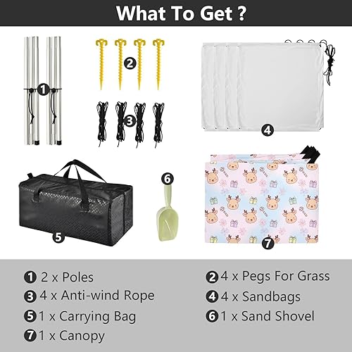 Miniatura 4 de Christmas Deer & Gift Pink Pattern Easy Setup Beach Cabana Tent for Camping Trips, Fishing, Backyard Fun or Picnics UPF50 Portable Sun Shelter with