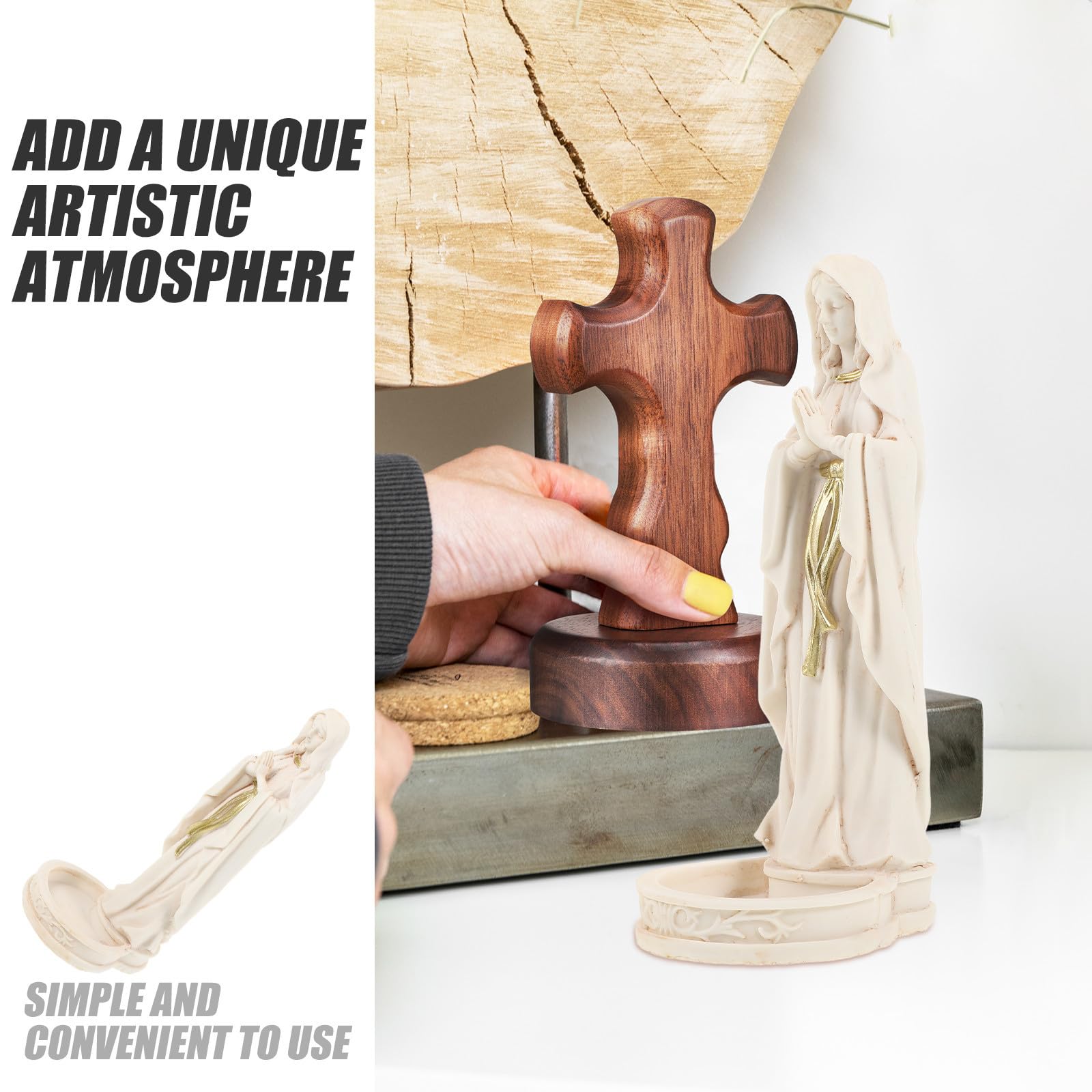 Statua Decorazione Versatile della Vergine in Resina Bianca e Facile da Mantenere Eleganza Artistica per Soggiorno e Fotografia