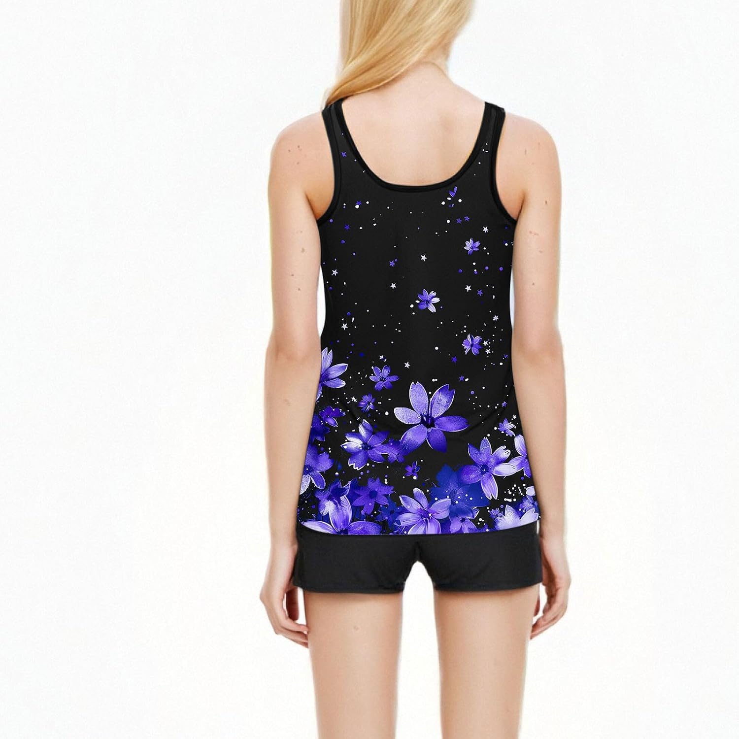 Tankini Swimsuits for Women 2026 Tummy Control Floral Printed Two Piece Bathing Suits Swim Tank Top with Boy Shorts