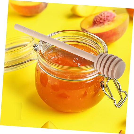 50pcs Wooden Honey Sticks with Deep Groove Design Honey Stirrrers