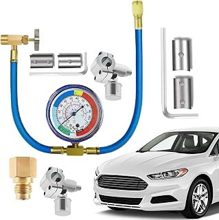 Air Conditioner Recharge Kit - Car Refrigerant Recharge Hose Gauge Set, Can Tap Adapter Tool | Automotive AC Maintenance Repair Equipment for Garage Seasonal Upkeep Home Commercial Use