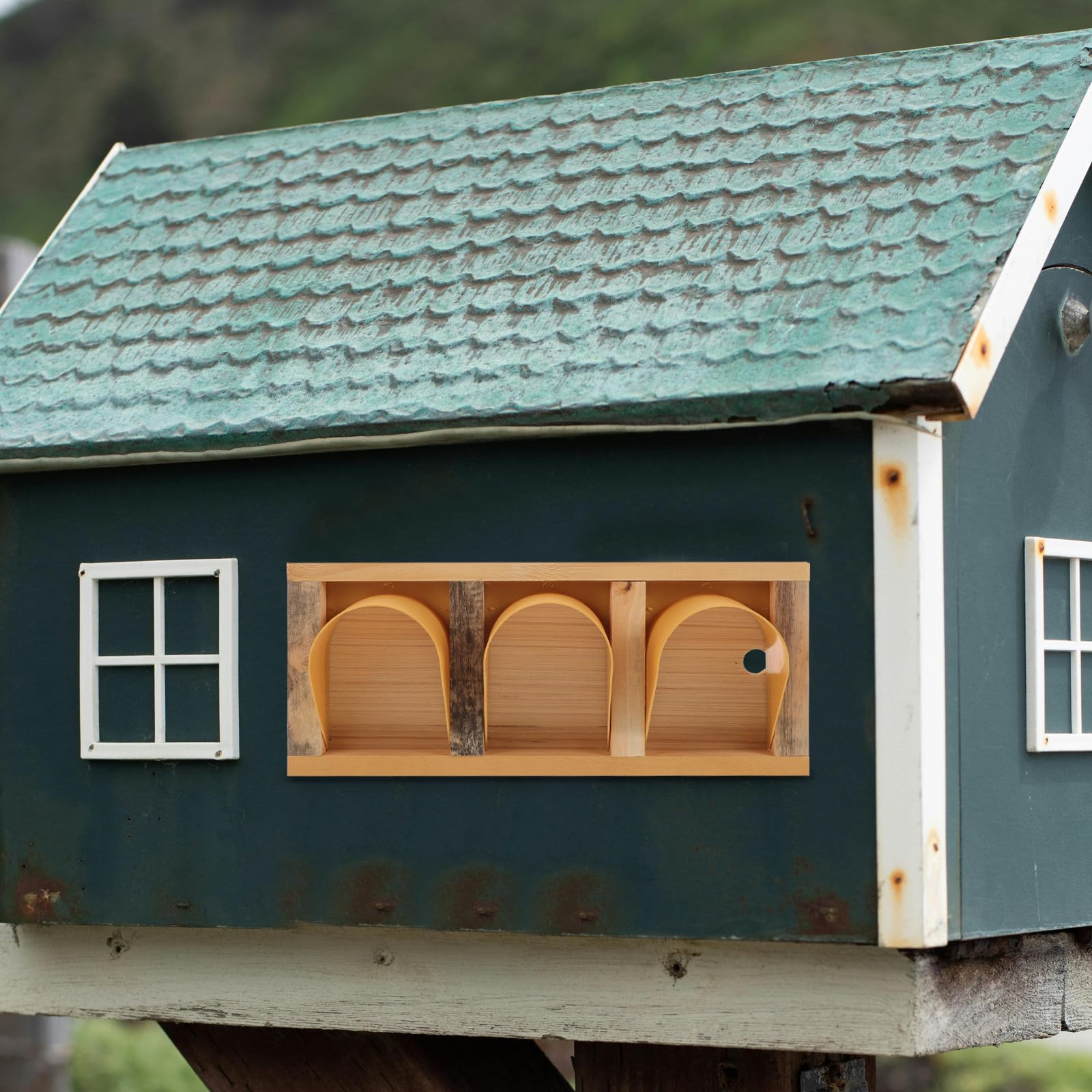 Puerta para Jaula de Aves Estilo Europeo Esquinas Redondeadas, Madera Resistente la Intemperie y Fácil Instalación para Pajareras y Salto de Aves