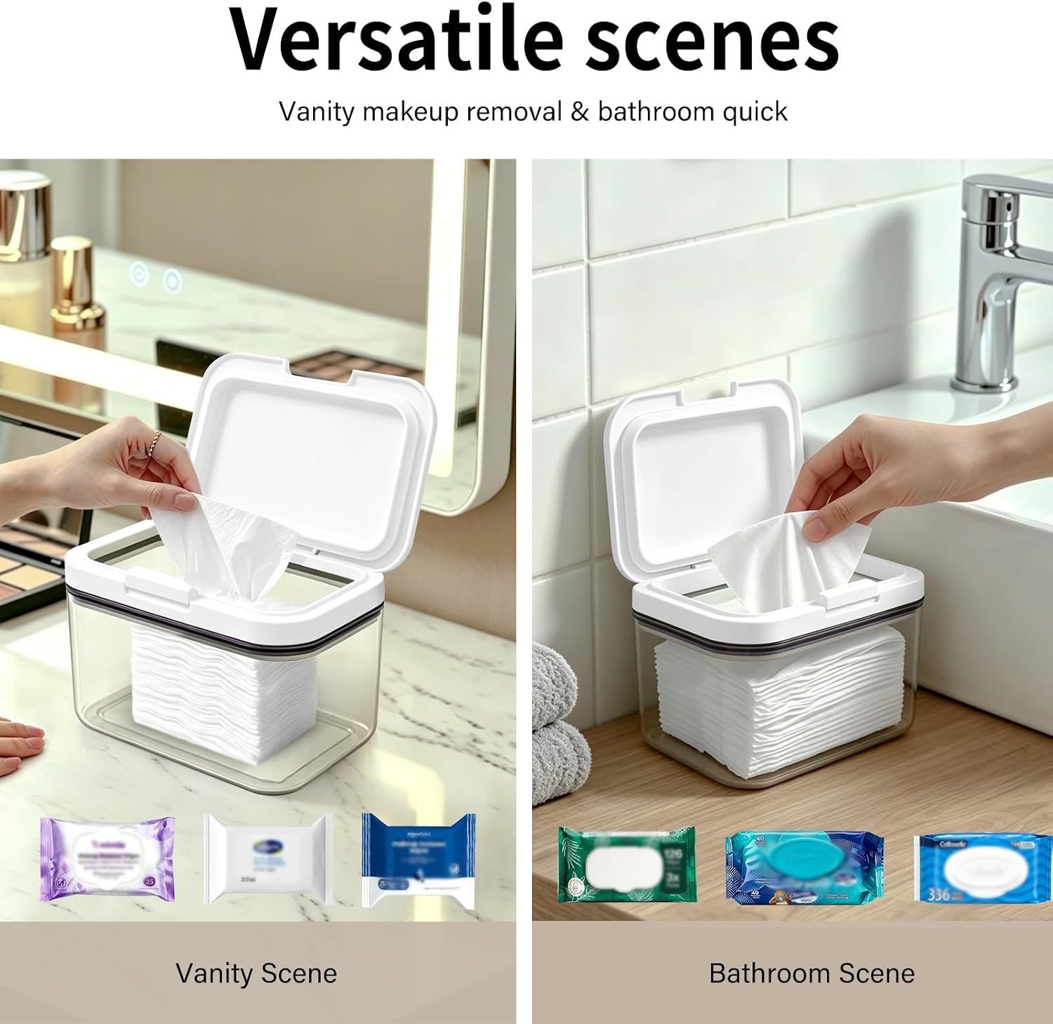 YIUS Makeup Wipes Container, Double-Seal Leak-Proof, One-Hand Open image 5