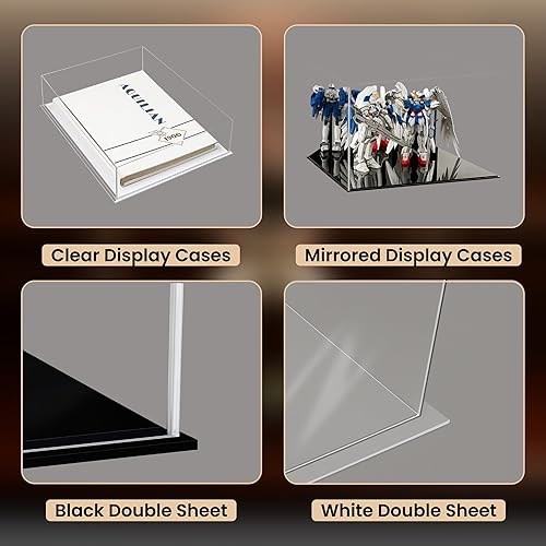 Vista 558 de Better Display Cases Versátil vitrina de acrílico transparente - Caja rectangular grande con base blanca 18" x 12" x 3" (BK09)