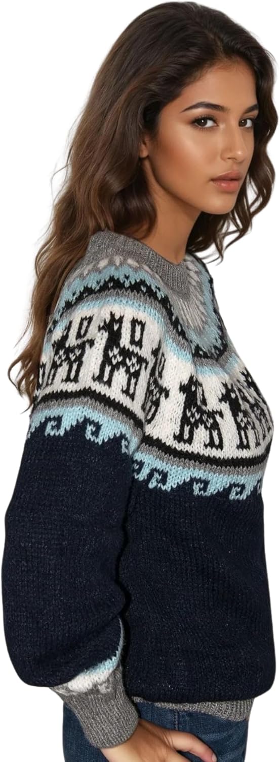 Gamboa Alpaca Sweater Women Light and Softness Wool Pullover Fair Isle Knitted Fall Winter Sweaters - Image 2