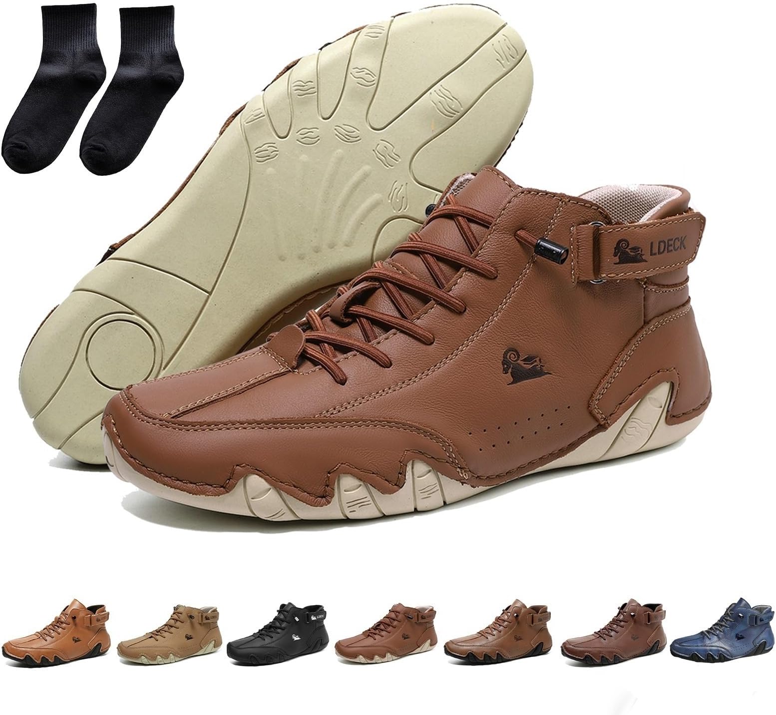 Italian Handmade Genuine Leather High Boots, Beck Shoes Men Waterproof Lightweight Breathable Non-Slip Slip-on Shoes for Hiking Camping & Driving All Season Chukka Boots ( Color : Red brown , Size : 4