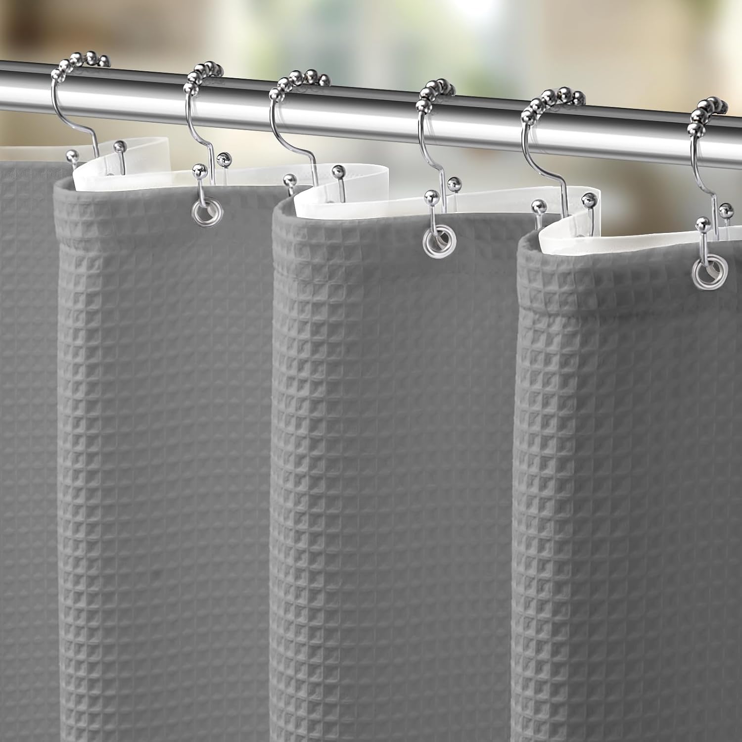Amazon.com: YellyHommy Waffle Shower Curtain and Liner Set, 3 in 1 ...
