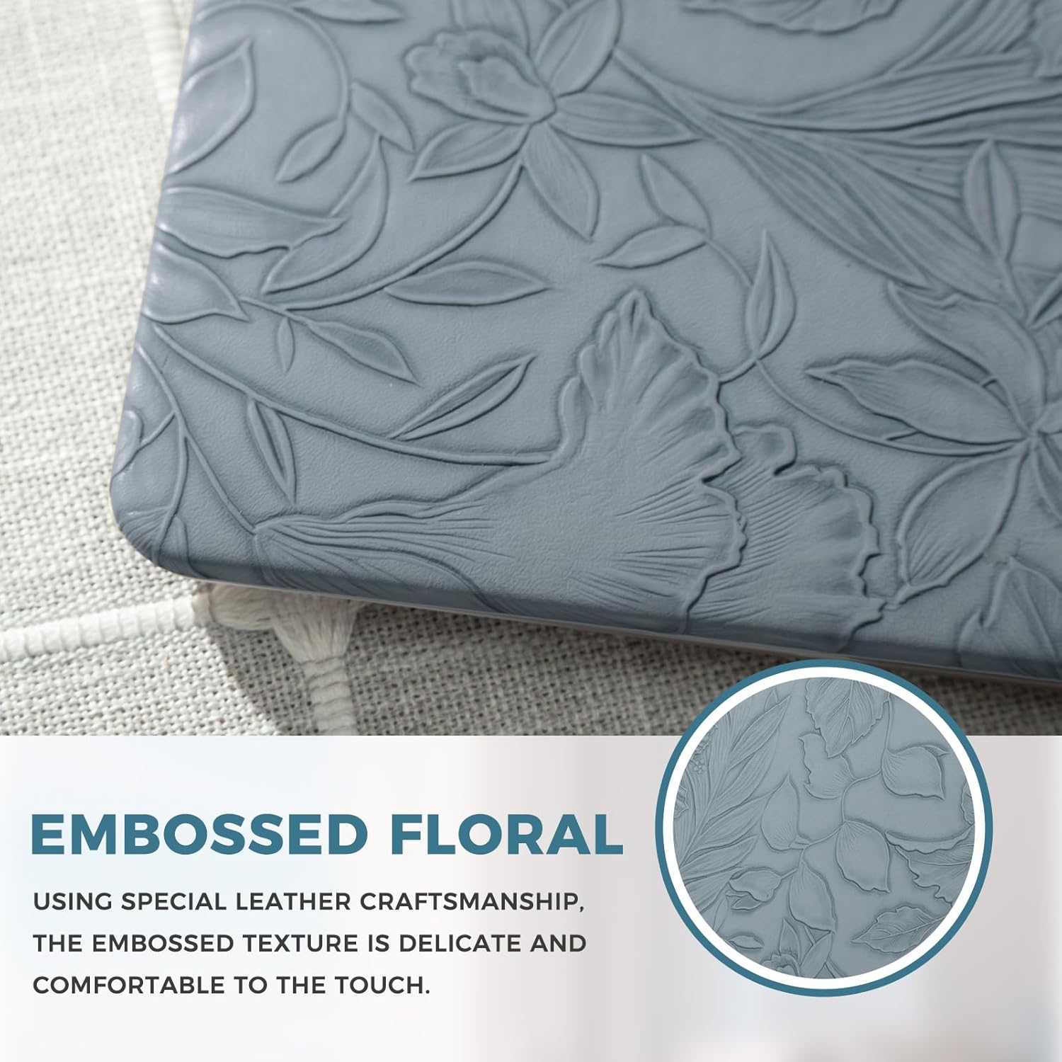 iCasso for MacBook Air 15 inch Case 2026 2025-2023 Release M5 A3448 M4 A3241 M3 A3114 M2 A2941, Texture Leather Plastic Case for MacBook Air 15.3"+ Keyboard Cover + Screen Film, Blue Embossed Floral