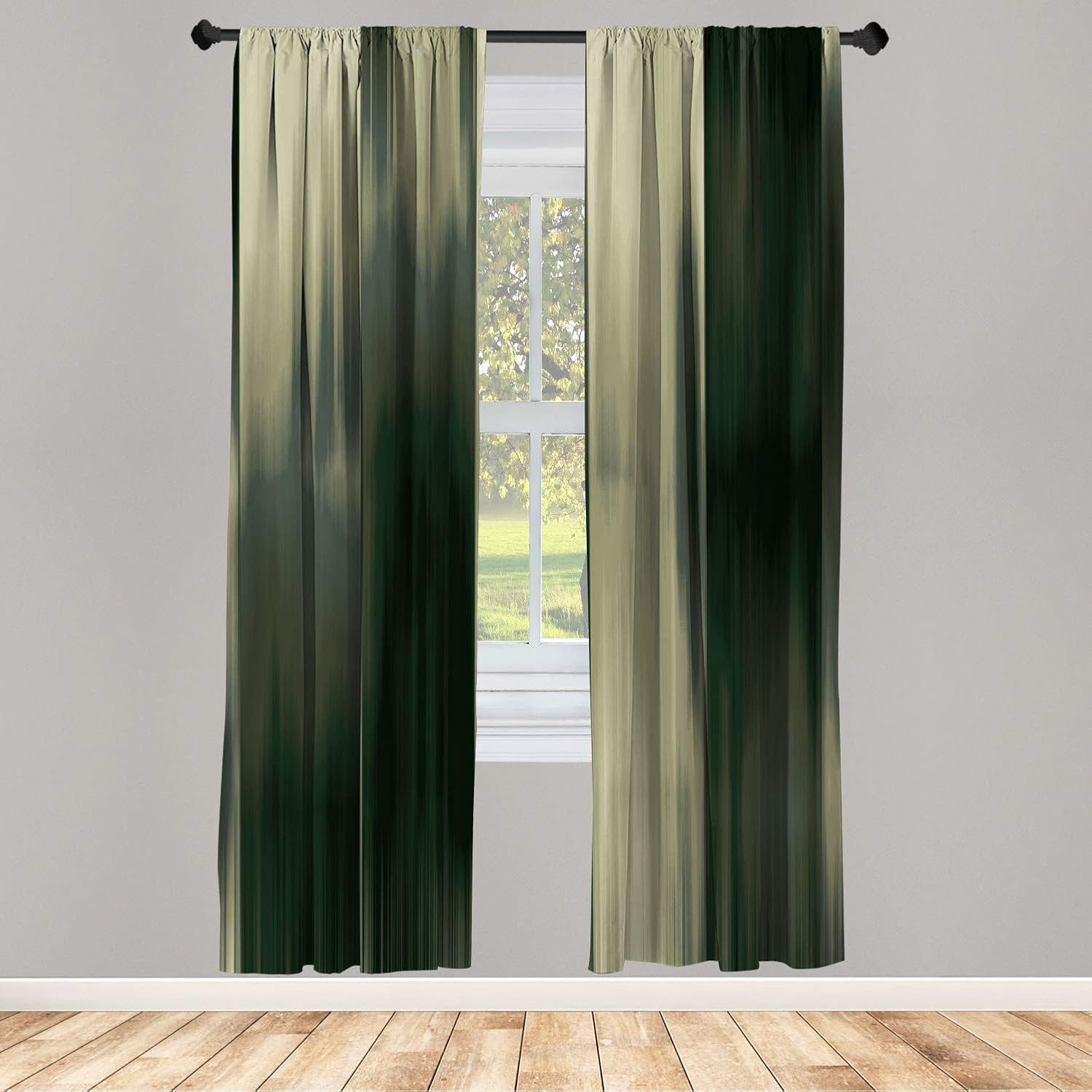 Ambesonne Earth Tones Window Curtains, Abstract Modern Design Ombre Inspired Smooth Color Transitions, Lightweight Decorative 2-Panel Set & Rod Pocket, Pair of - 28" x 84", Reseda Green