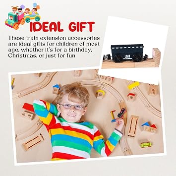 Liliful 8 Pieces Wooden Train Track Bumper Compatible with All Major Brands
