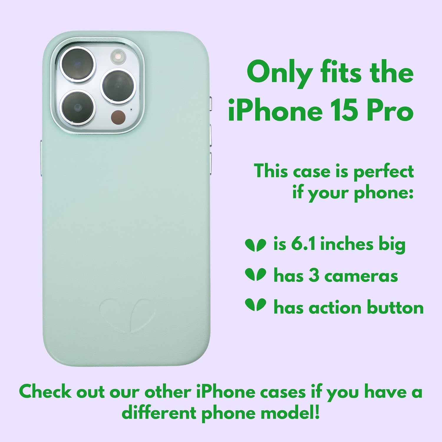 Vegan Leather Magnetic Case for iPhone 15 Pro 6.1" (Succulent)