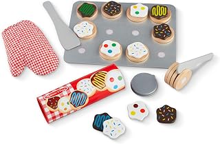 Melissa & Doug Slice & Bake Wooden Cookies Play Food Set - Pretend Baking Toy with Toppings, Cookie Sheet for Kids Ages 3+