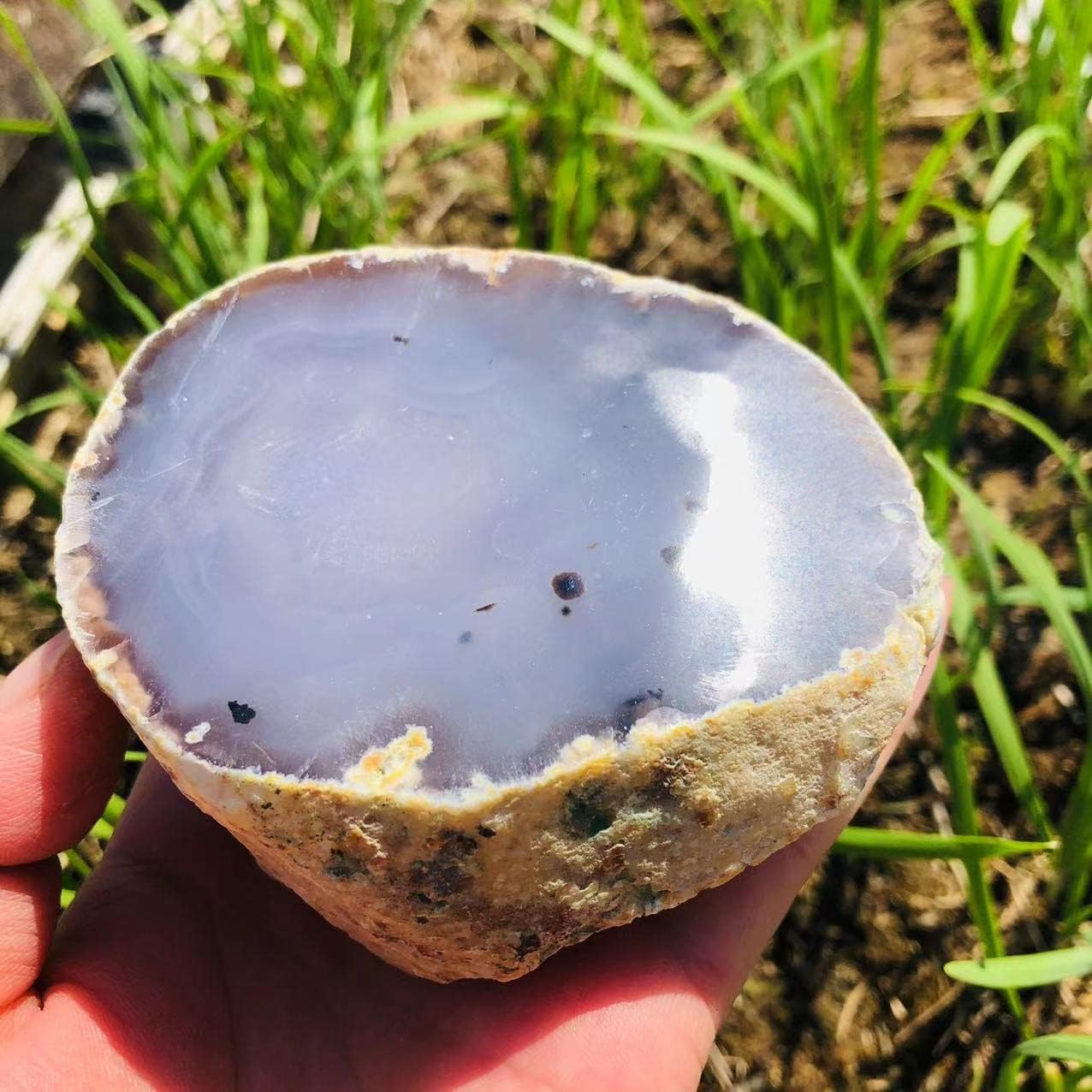 Rare Natural Enhydro Moving Bubble Agate Crystal Stone for Healing 1PC (670-730g)