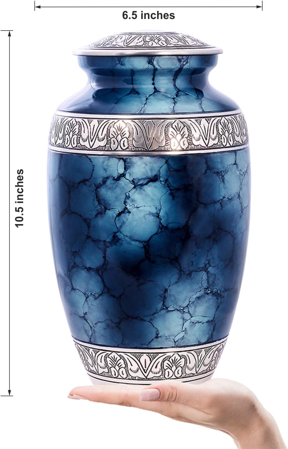 Onе-Dау Sаlе: Uр tо 70% оƒƒ Cremation Urn for Human Ashes with Satin Bag, for Adults up to 200 lbs | Large Handcrafted Funeral Urns by Divit Shilp (Blue Cloud, Adult)