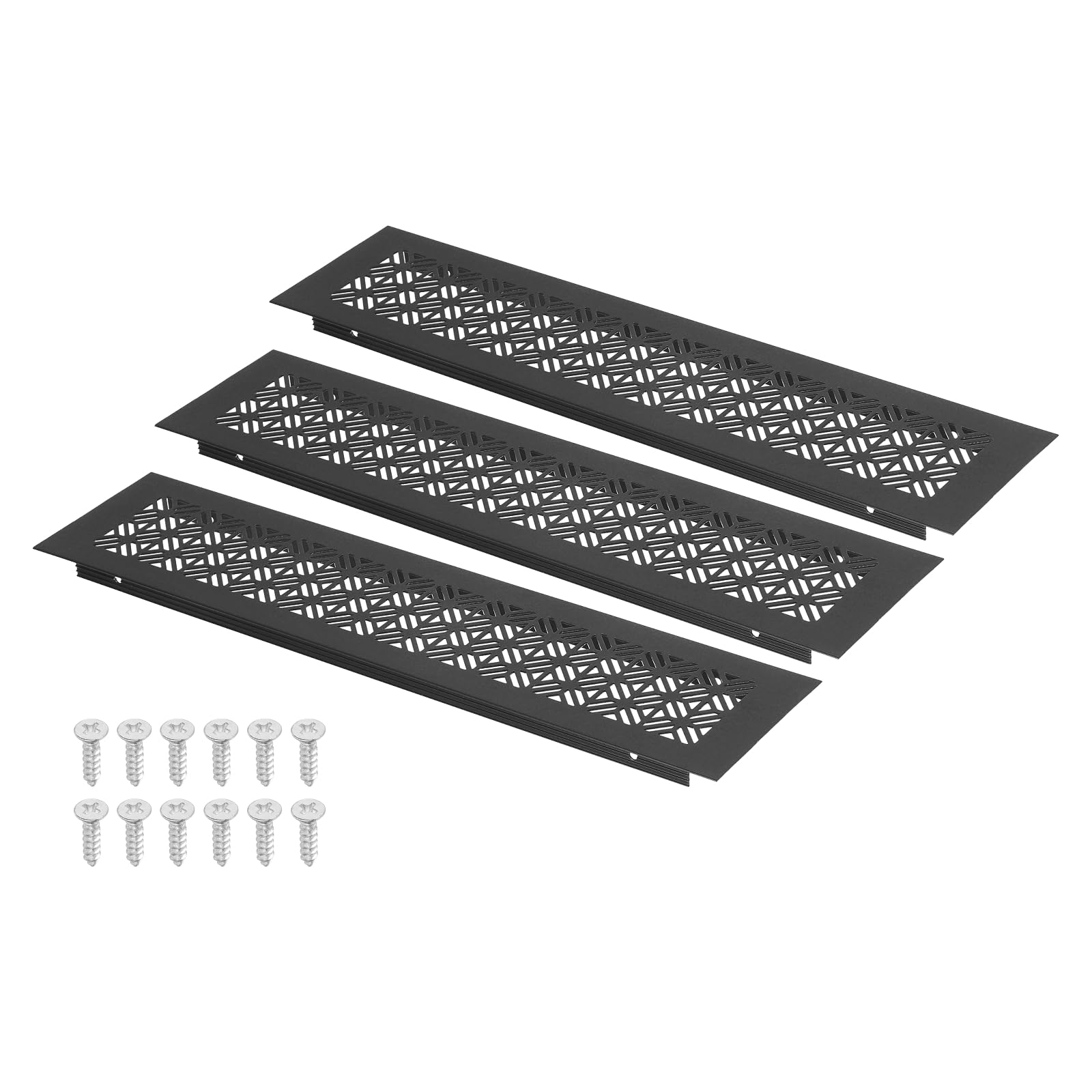 Couvercle d'aération en aluminium noir 35,6x7,6 cm avec vis pour grilles de conduit lot de 3