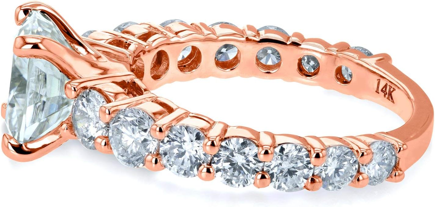 Kobelli Cushion Moissanite (GH) Engagement Ring 3 2/5 CTW 14k Rose Gold, 7