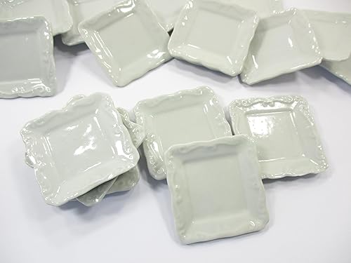 Miniatura 3 de 1.772x1.772 in de 6 platos cuadrados casa de muñecas en miniatura blanco 16 compatible con Barbie Ceramic 12677
